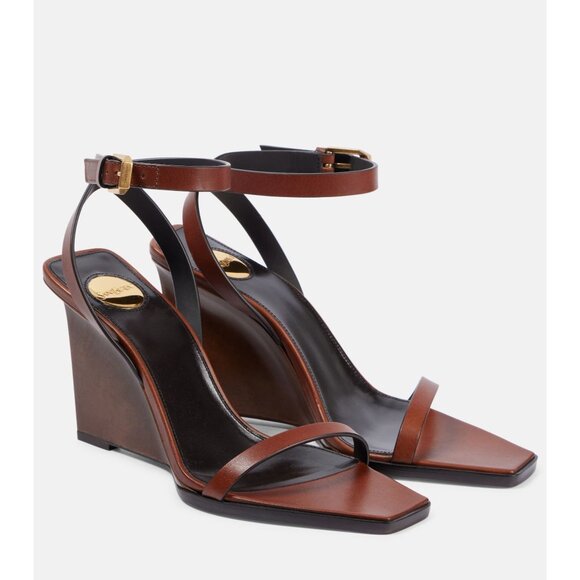 Saint Laurent Wedge Sandals in Bruciato 40 New with Box Womens High Heels - Picture 1 of 16